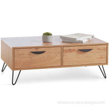 Legs with 2 Close Drawers Oak Coffee Table
